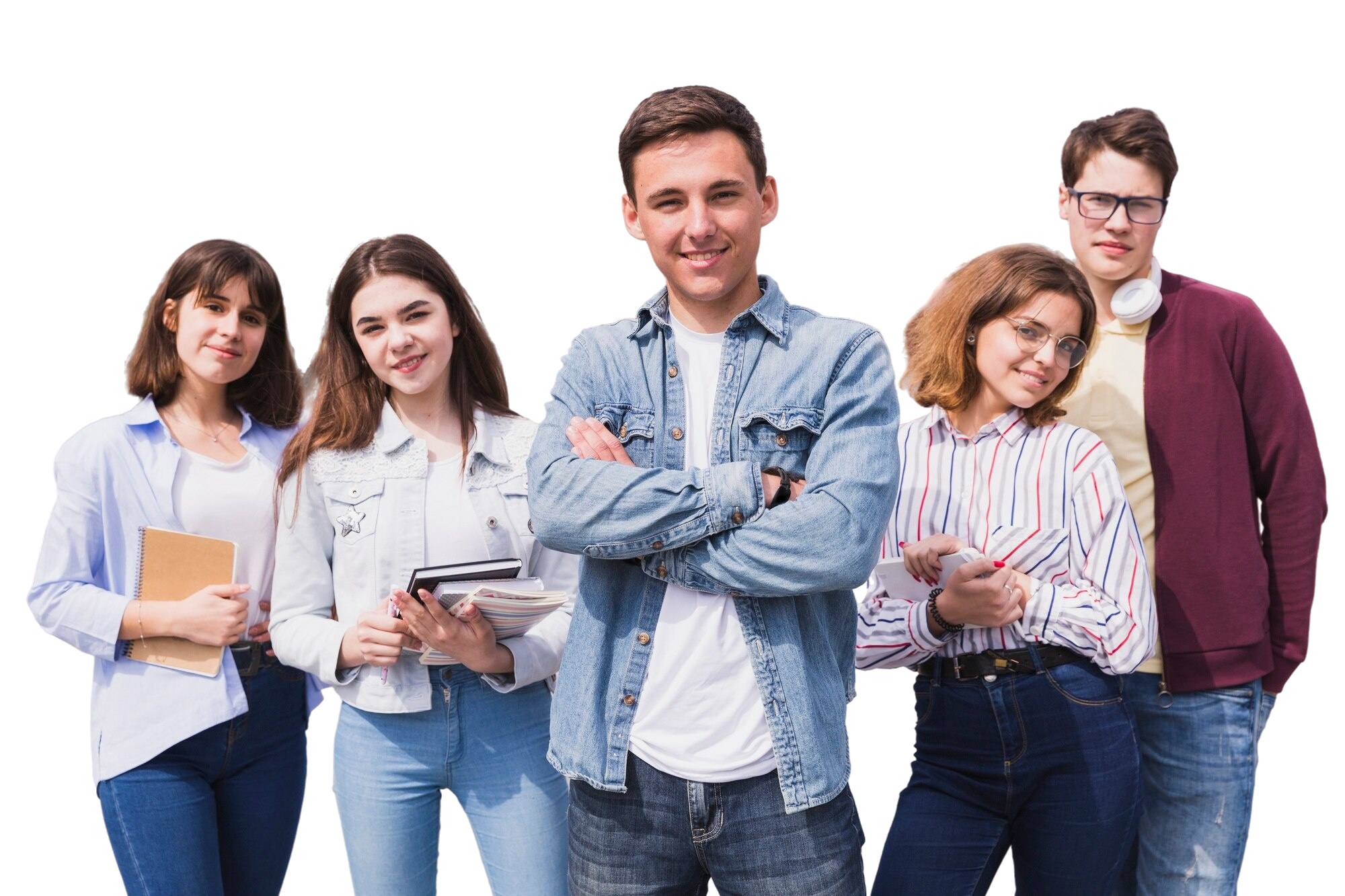 Grupo de estudantes felizes